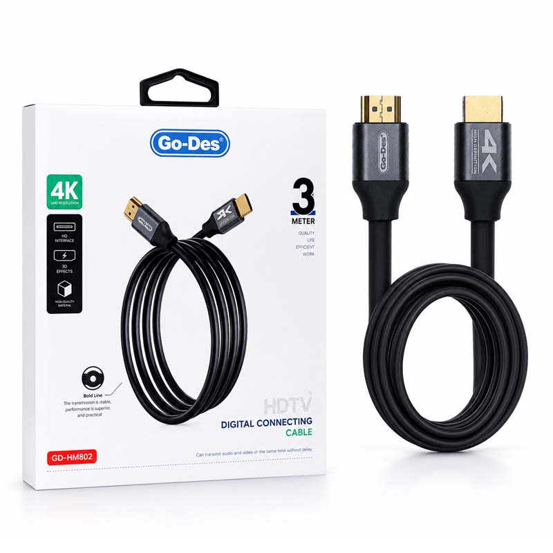 کابل Hdmi 4K گودس مدل GD-HM802 به طول 3 متر