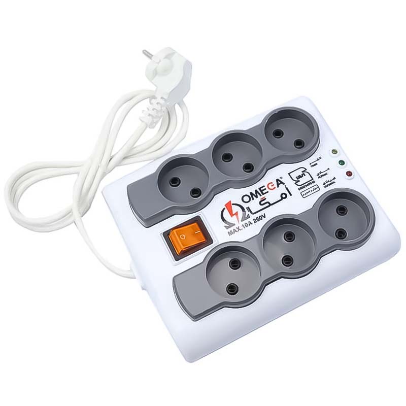 محافظ برق 6 خانه امگا کابل 1.5 متری مدل P6000