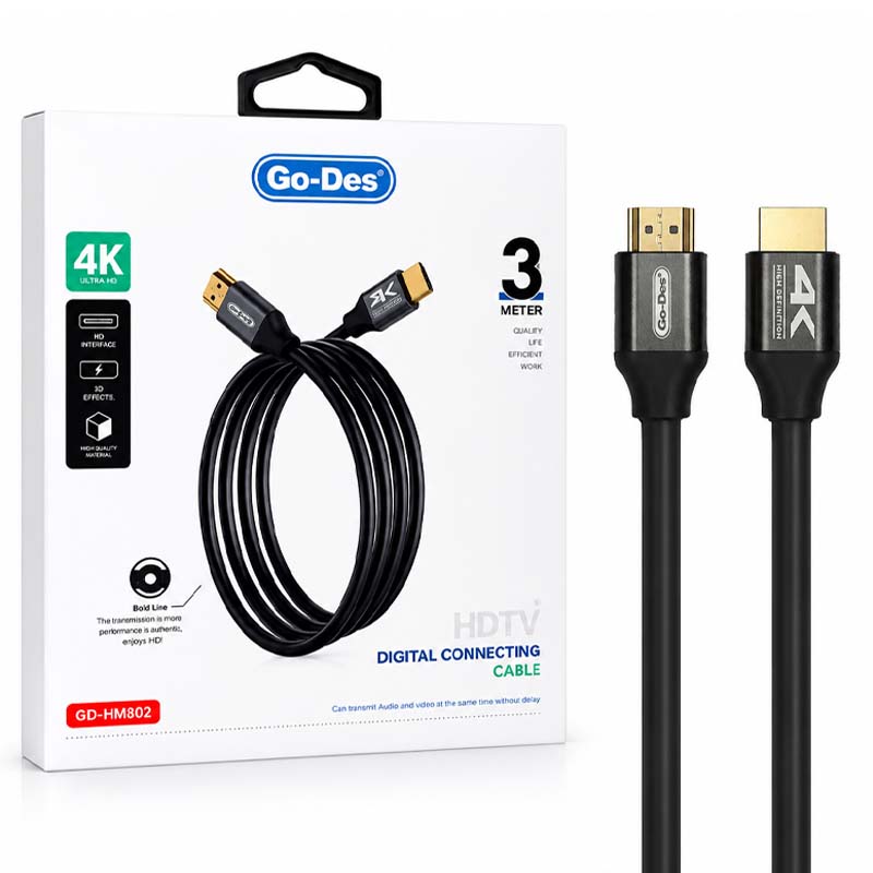 کابل Hdmi 4K گودس مدل GD-HM802 به طول 3 متر